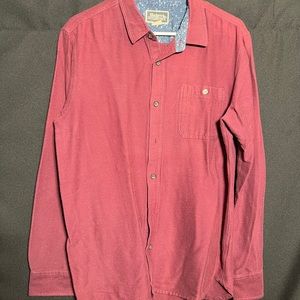 Modern amusement red button down speckled flannel